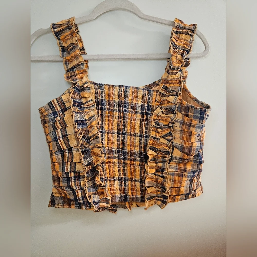 Anthropologie Verb By Pallave Singhee Ruffled Plaid Women Top Corset Size Am - Picture 3 of 7